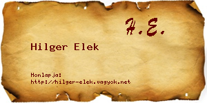 Hilger Elek névjegykártya